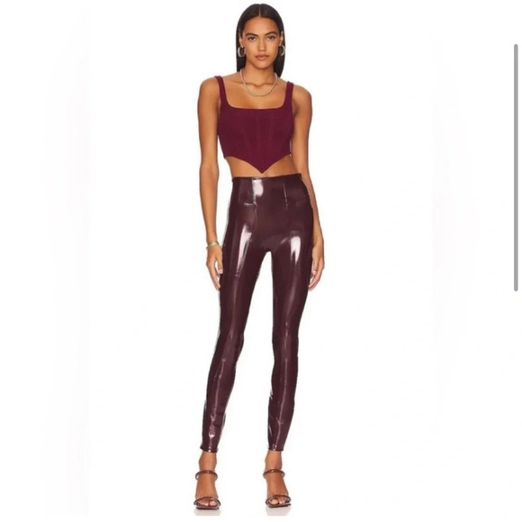 SPANX SPANXshape Faux Patent Leather Vegan
Leggings Ruby Red Petite SMALL - Picture 12 of 14